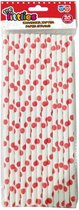 rietjes papier 19,5 cm 25 stuks rood/wit