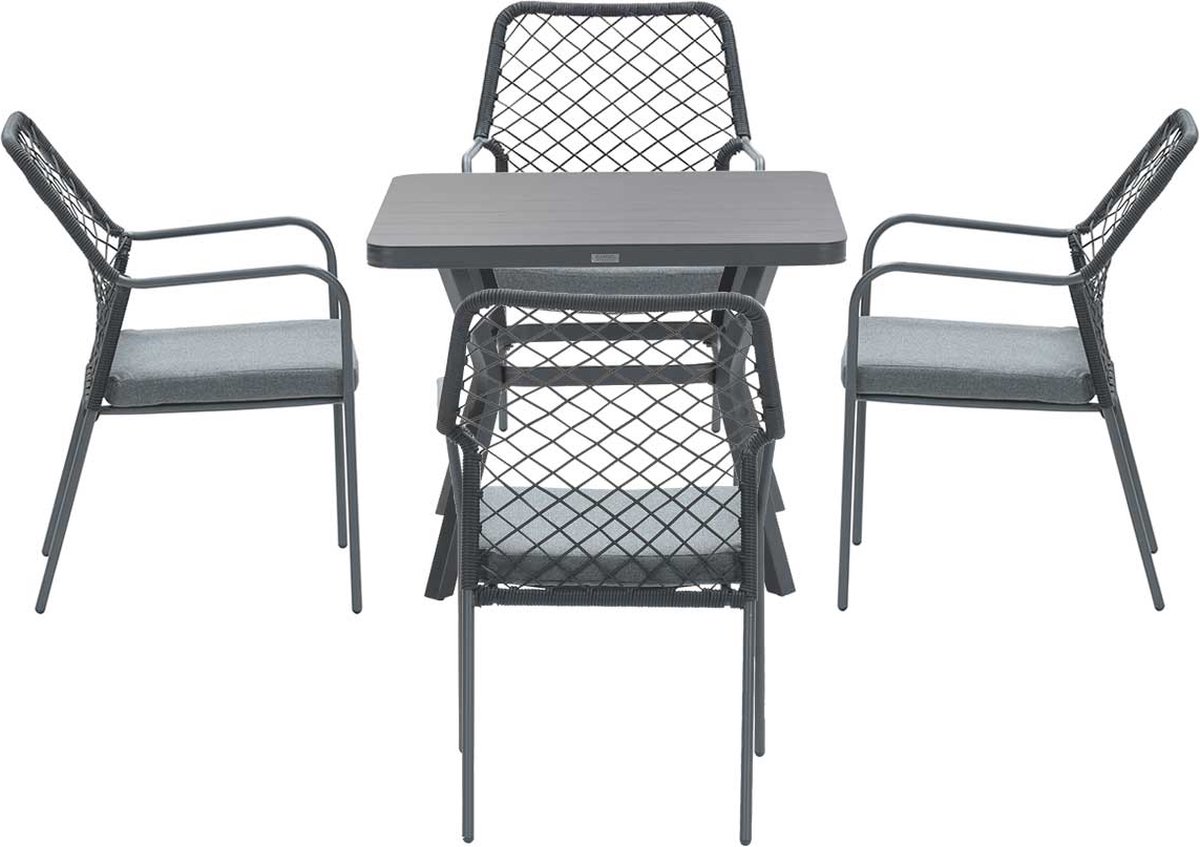 Garden Impressions Ross tuinset 5-delig zwart - Mina tuintafel 90x90 cm
