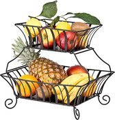 Chefarone Etagère - Fruit Etagère - Corbeille à Fruits - Corbeille à Fruits - Corbeille à Légumes - Rangement - 1 à 2 Couches - Métal - Zwart