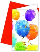 uitnodigingen ballonnen 16 x 12 cm multicolor 6 stuks
