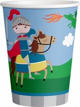 feestbekers Knight jongens papier 250 ml 8 stuks