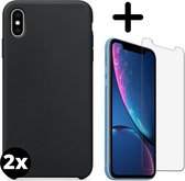 Fooniq Silicone Hoesje Zwart 2x + Screenprotector 2x - Geschikt Voor Apple iPhone X/XS Max