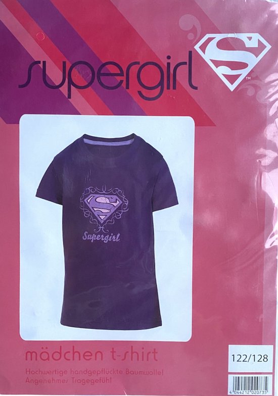 Superman - Supergirl - T-Shirt - Paars - Maat 110-116Logo Superman - 5-6 jaar