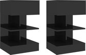 Nachtkastjes 2 st 40x35x65 cm spaanplaat hoogglans zwart