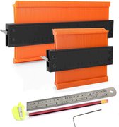 4-delige Aftekenhulp Set - 25CM & 12CM - Meethulp inclusief potlood & liniaal - Profielaftaster - Metalen Lock - Contourmal - Geschikt voor DIY, Tapijt, Laminaat Legset en Tegelsticker