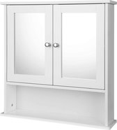 naqsh store  Badkamerkast met spiegel Badkamer wandkast in MDF,spiegelkast met 3 planken 56x13x58,3cm,Wit 0020WY