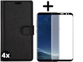 Fooniq Boek Hoesje Zwart 4x + Screenprotector 4x - Geschikt Voor Samsung Galaxy S8 Plus