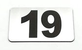 Nummerplaatje 19 - Nummerbordje - Huisnummer - Deur en Kamernummer - Lockernummer - Plakcijfers - Zelfklevend - Brievenbus Nummer - RVS Look - 80 mm x 50 mm x 1,6 mm - 5 jaar Garantie