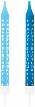 verjaardagskaarsen Happy Birthday 6,3 cm wax blauw 10 stuks