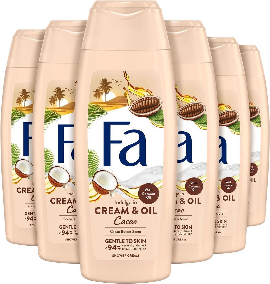 Fa Shower cream Cream&Oil Cacaobutter & Coco Oil - 6 stuks