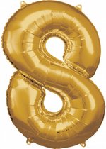 folieballon cijfer 8 junior 53 x 83 cm goud