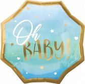 folieballon Oh Baby 22 x 55 blauw/goud