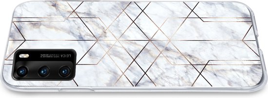 Coque Huawei P40 - Marbre - Or - Wit - Coque de téléphone en Siliconen