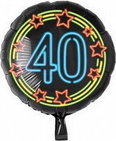 folieballon cijfer 40 rond 46 cm zwart/blauw
