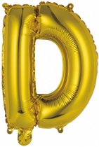 folieballon Letter D 34 cm goud