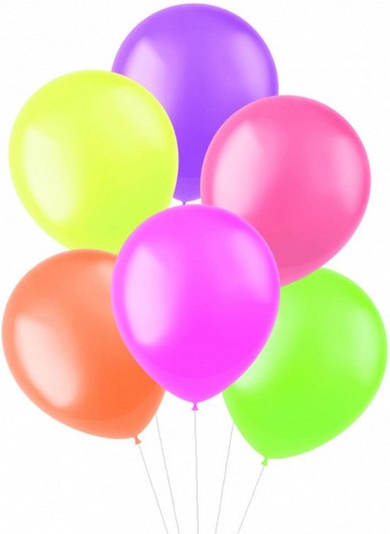 ballonnen Bright Neons 30 cm latex roze/geel 10 stuks