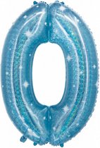 folieballon cijfer 0 blauw 101 cm