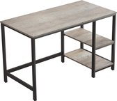 Bureau, computertafel, pc-tafel, bureautafel, met 2 legplanken rechts of links, 120 x 60 x 75 cm, voor kantoor, woonkamer, stalen frame, industrieel ontwerp, grijs-zwart LWD47MB