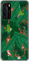Telefoonhoesje Geschikt voor Huawei P40 hoesje - Bloemen - Bladeren - Patronen - Siliconen Telefoonhoesje