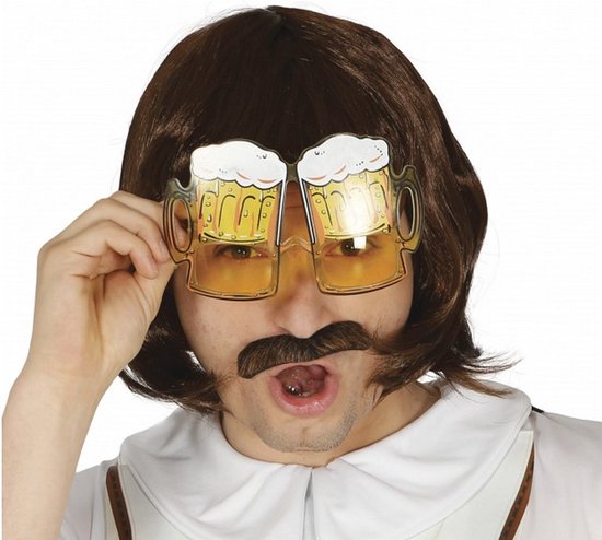 Bril bierglazen geel - Thema feest biertje festival carnaval bierglas party fun