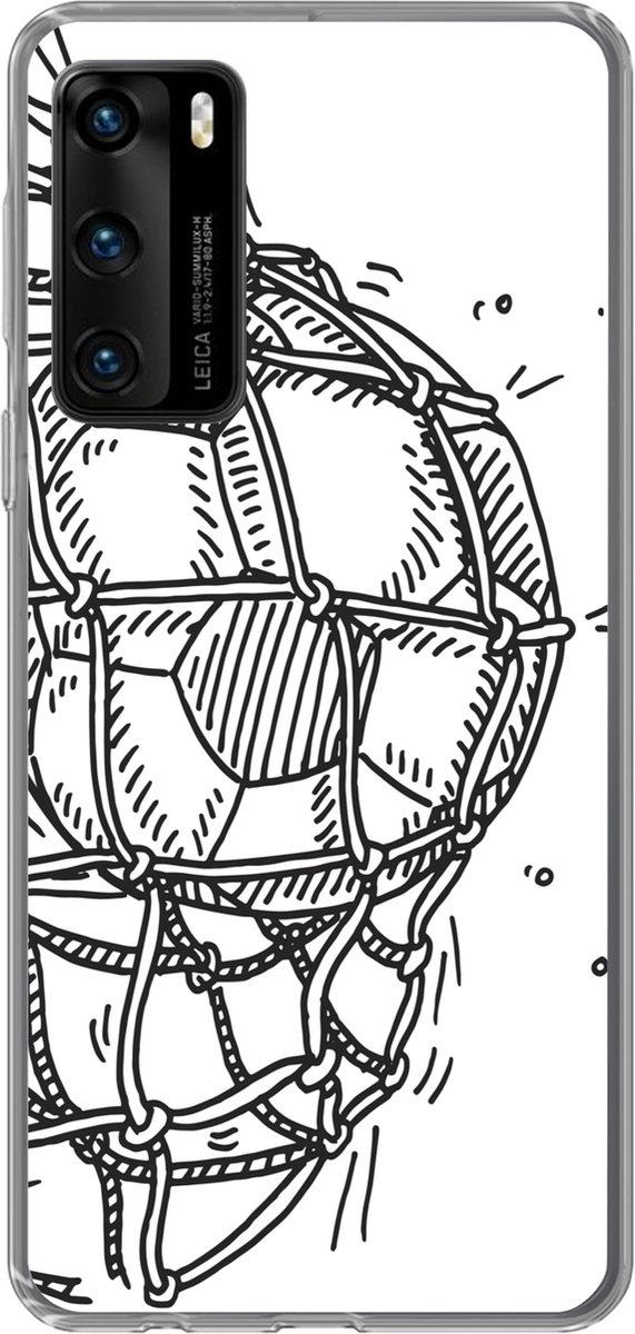 Telefoonhoesje Geschikt voor Huawei P40 hoesje - Een illustratie van een voetbal die het doel ingeschoten is - Jongens - Meiden - Kinderen - Siliconen Telefoonhoesje Telefoonhoesje