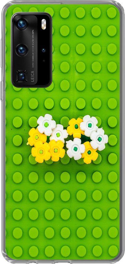 Coque Huawei P40 Pro - Sous-couche Lego avec fleurs - Coque de téléphone en Siliconen
