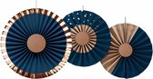 hangspiralen Honeycombs papier 35 cm blauw/goud 3-delig