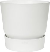 Elho Greenville Rond 20 - Bloempot voor Buiten met Waterreservoir - 100% Gerecycled Plastic - Ø 19.5 x H 18.4 cm - Wit