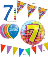 7 jaar - pakket B  feestversiering - feestartikelen - zevende verjaardag - 5 delig pakket