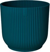 Elho Vibes Fold Rond Wielen 35 - Bloempot voor Binnen - 100% Gerecycled Plastic - Ø 34,9 x H 32,4 - Blauw/Diepblauw