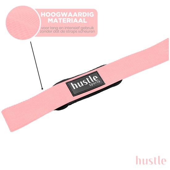 hustle Roze Lifting Straps met Padding en Antislip Lifting Grips