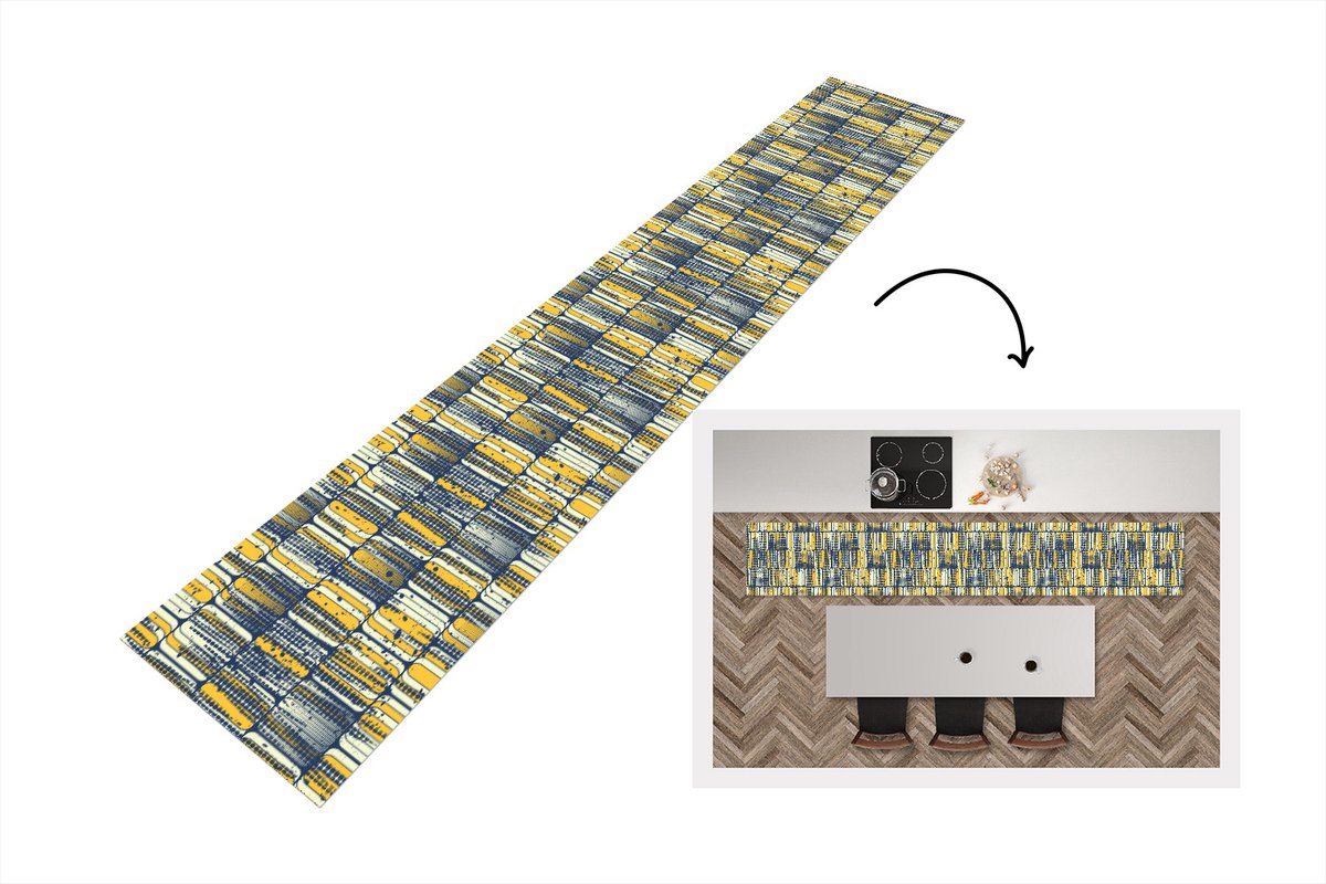 KitchenYeah Keukenloper - Keukenmat - Sixties - Patronen - Geel - Rock - Keuken vloerkleed Multicolor
