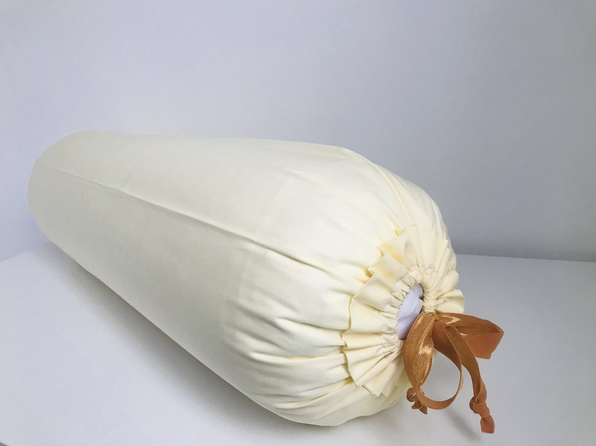 Gustiana® Guling - Rolkussen - Sluimerrol Kapok met wasbare sloop - L85 x B35 x ø20 cm - Lichtgeel