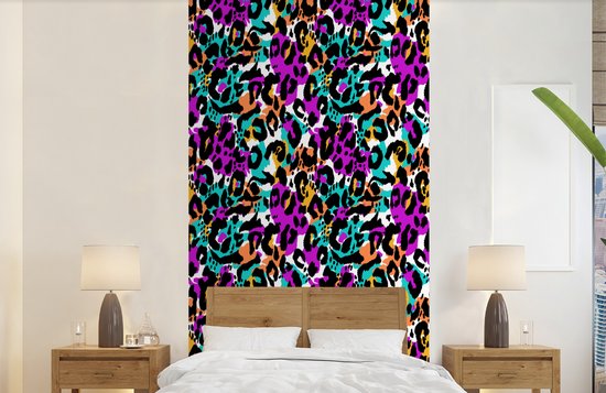 Behang - Fotobehang Regenboog - Panter - Patronen - Breedte 120 cm x hoogte 240 cm