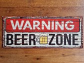 2D metalen wandbord "Warning Beer Zone" 20x50cm