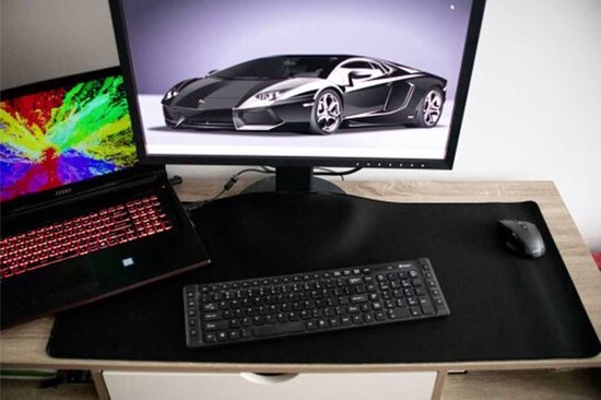 Muismat - Gaming Mousepad XXL - Game Muismat - Onderlegger - Grote Muismat - Anti Slip - Desktop Mat - Zwart - 90x40 CM - Rheme