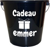 Emmer - 5 liter - zwart - met tekst: Cadeau emmer – Cadeau – Geschenk – Gift – Kado – Surprise