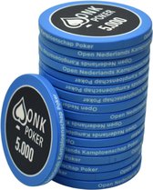 ONK Poker keramische Chips 5.000 blauw (25 stuks) - pokerchips - pokerfiches - poker fiches - keramisch - pokerspel - pokerset - poker set