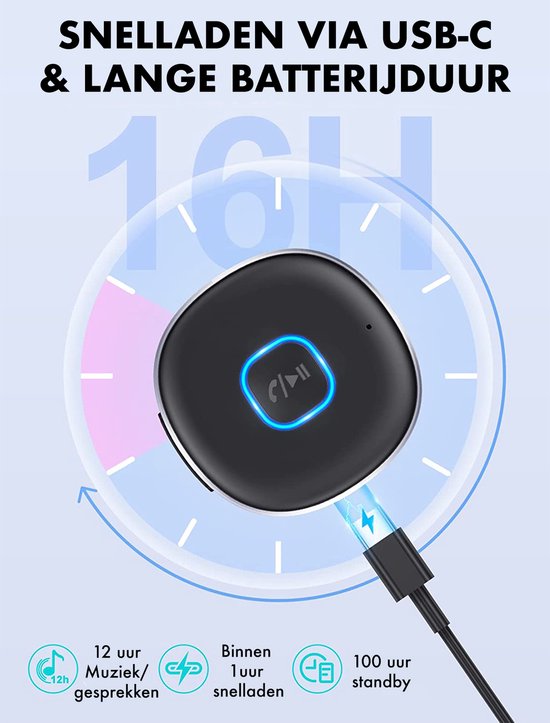 DynaBright Bluetooth Receiver - BT 5.0 - 3.5MM AUX - Bluetooth Ontvanger - Handsfree Bellen - Bluetooth Audio Receiver