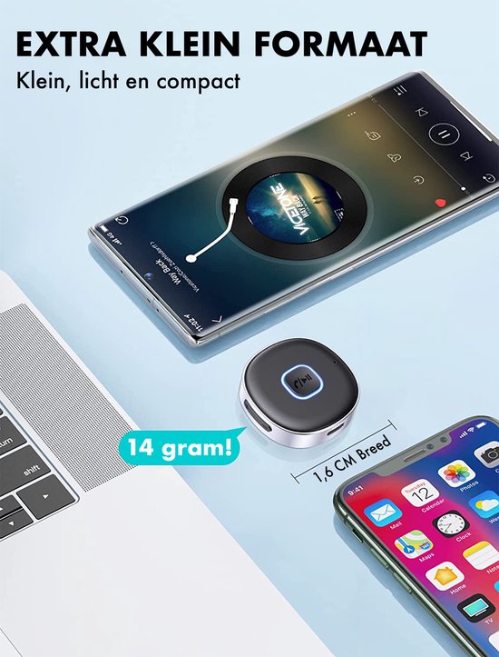 DynaBright Bluetooth Receiver - BT 5.0 - 3.5MM AUX - Bluetooth Ontvanger - Handsfree Bellen - Bluetooth Audio Receiver