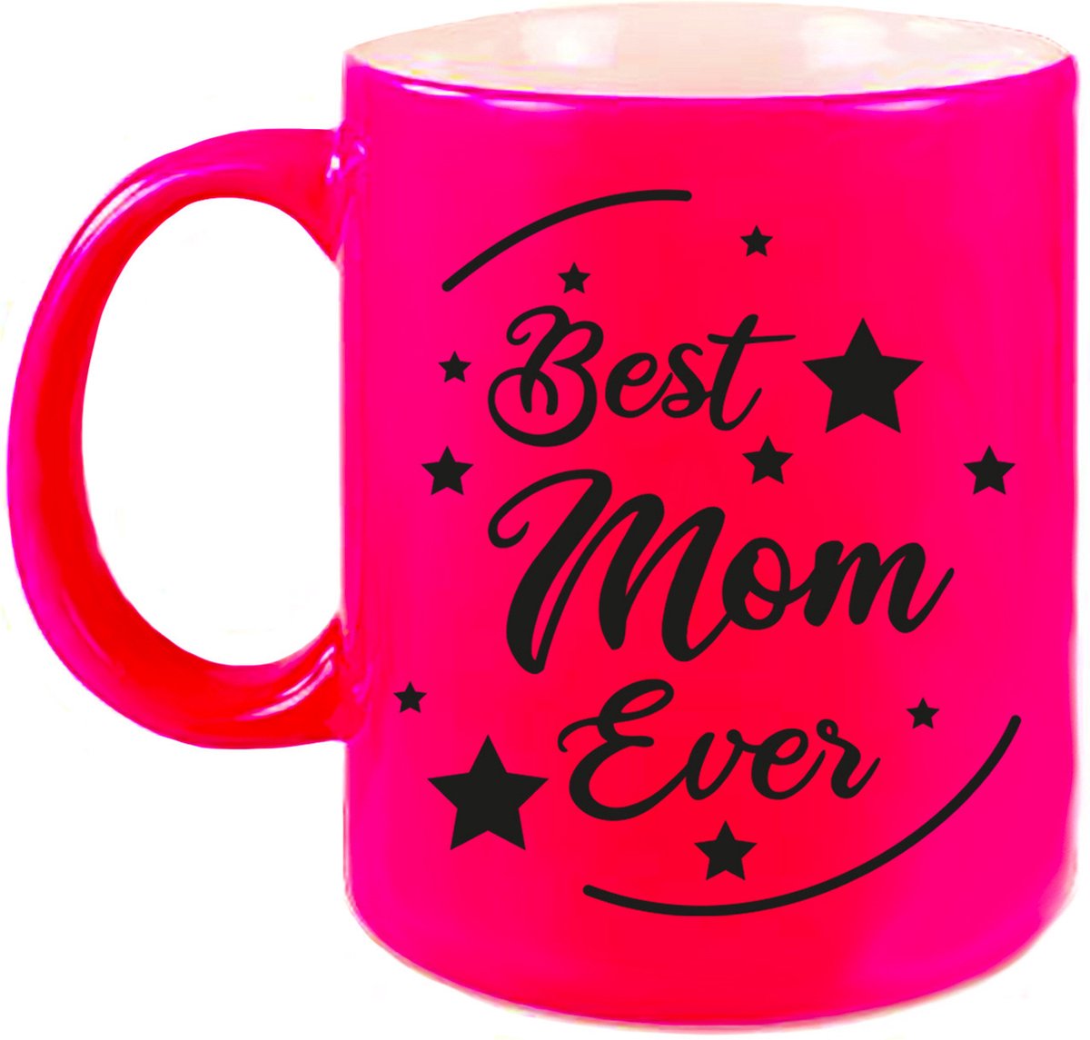 Best Mom Ever cadeau mok / beker - neon roze - 330 ml - verjaardag / Moederdag / bedankje