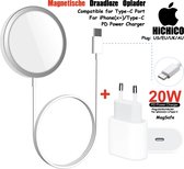 Apple Wireless Charger Magsafe – Magnetische Draadloos Opladen - Draadloze Magnetische Oplader – iPhone Draadloze Oplader - Type C-Quick Magnetische Lading   ….  HiCHiCO†