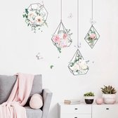 Merkloos - muursticker - bloemen industrieel - wanddecoratie - woonkamer inspiratie