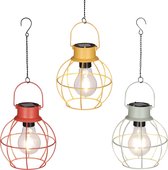 Oneiro’s Luxe Dominic solar lamp geel l.groen roze 3 assorti - H22xD14cm - op Zonneenergie - Warm wit - Tuinverlichting - Lichtsnoer voor buiten - zwart - prikspot - zonne-energie