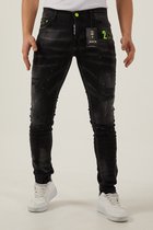 212 by XWAY JEANS K/894 -  RIPPET MET PAINT SPLATTER - HEREN SLIM FIT JEANS - SPIJKERBROEK - SLIM FIT - PREMIUM STREET FASHION - ZWART