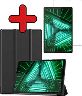 Lenovo Tab M10 FHD Plus Hoes Book Case Hoesje Met Screenprotector - Lenovo Tab M10 FHD Plus (2e gen) Hoes Cover - Zwart