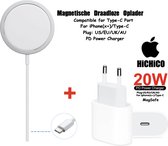 MagSafe Magnetische Draadloos Opladen Voor Apple iPhone Serie 13 / 12 - Draadloze Magnetische Oplader – Apple Wireless Charger Magsafe – iPhone Draadloze Oplader - 20W Snelle Opladen Type C-Q