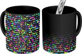Magische Mok - Foto op Warmte Mokken - Koffiemok - Regenboog - Vierkant - Hippie - Neon - Design - Magic Mok - Beker - 350 ML - Theemok