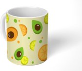 Mok - Koffiemok - Fruit - Patronen - Pastel - Mokken - 350 ML - Beker - Koffiemokken - Theemok