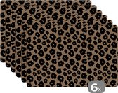 Placemat - Placemats kunststof - Patroon - Jaguar - Stippen - 45x30 cm - 6 stuks - Hittebestendig - Anti-Slip - Onderlegger - Afneembaar